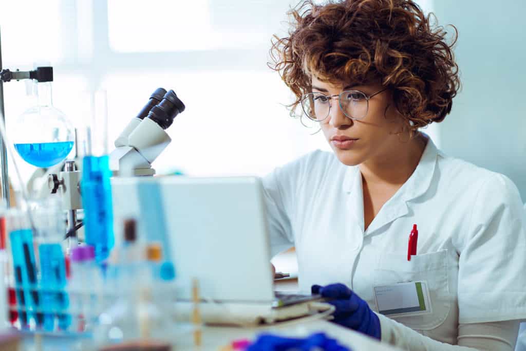 Researcher working in lab